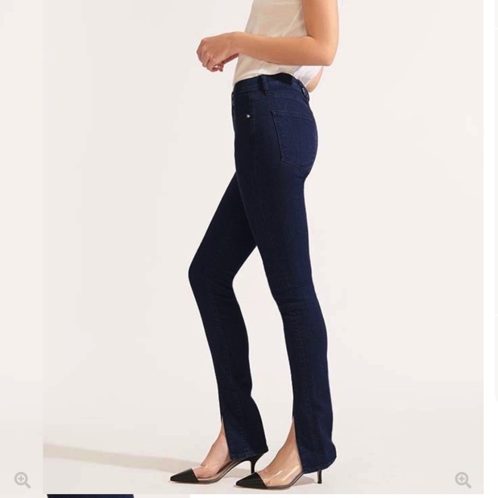 Veronica Beard Kate Skinny High Rise Jeans With Front Slit Oxford Blue Size 24